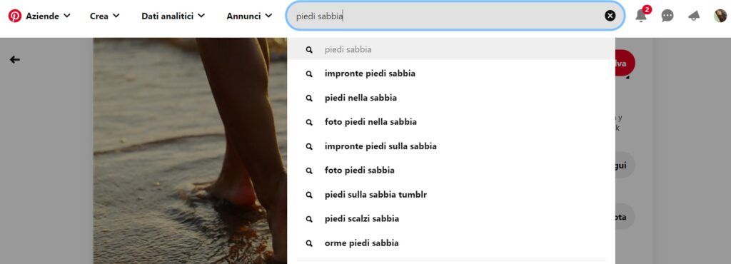 screenshot di schermata pinterest per creare vision board